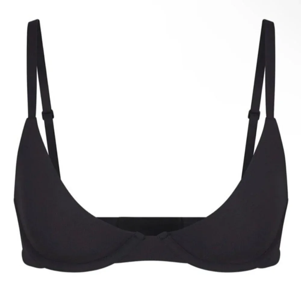 Skims 32C Fits Everybody Scoop Plunge Bra Onyx Black NWT - Picture 3 of 4